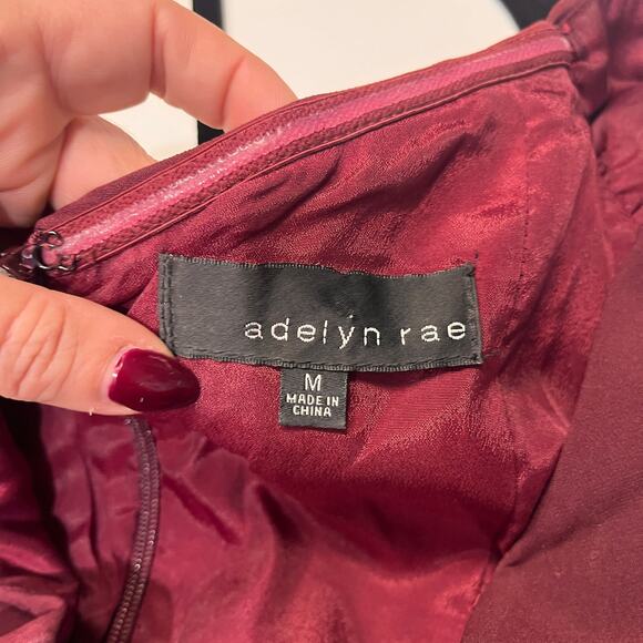 Adelyn Rae Burgundy Off the shoulder Karlie jumpsuit Size Medium - Picture 6 of 10